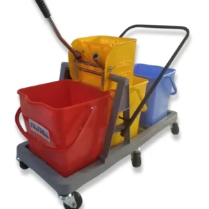 Plastic Cleaning Wringer Trolley (3-Bucket, 25L)